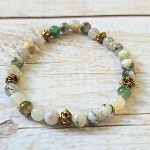 Tree Agate Stone Bead Bracelet (Elastic)